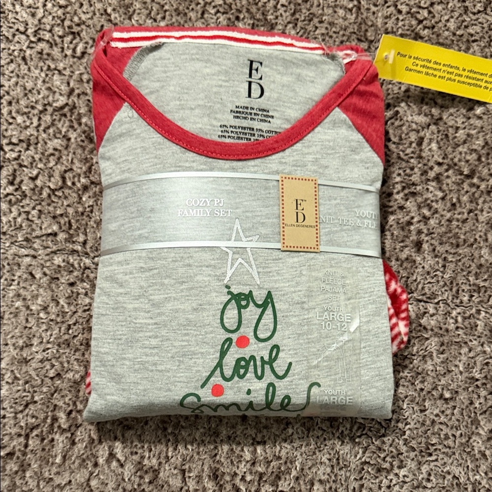 Ellen Degeneres Red and Gray Kids Pajama Set